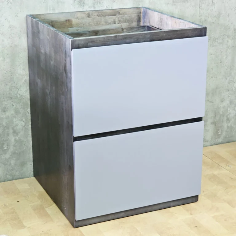 Tekkashop Module Tủ Bếp Dưới 2 Ngăn Kéo 600mm Gỗ Cao Su Cửa MDF