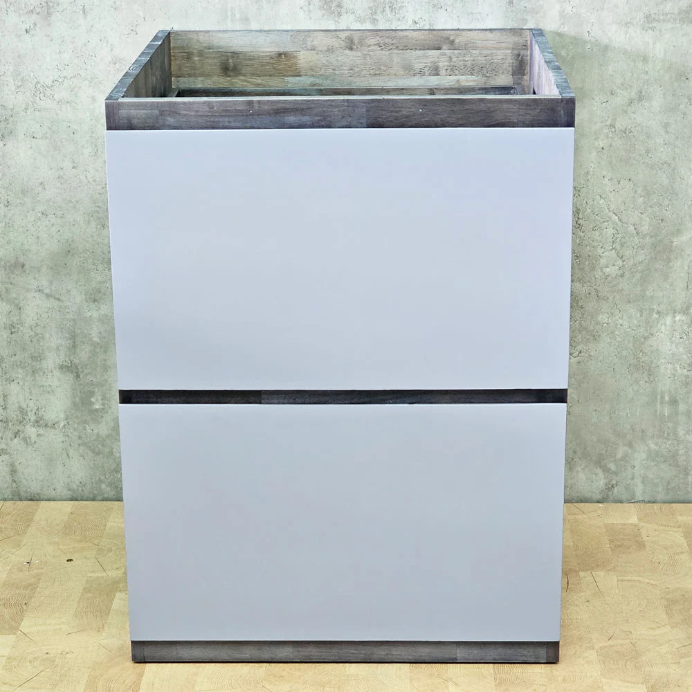Tekkashop Module Tủ Bếp Dưới 2 Ngăn Kéo 600mm Gỗ Cao Su Cửa MDF