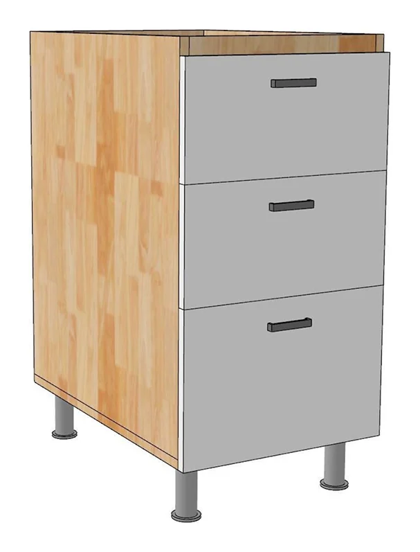 Tekkashop Module Tủ Bếp Dưới Nhỏ Gọn 3 Ngăn Kéo Có Chân Gỗ Cao Su Cửa MDF
