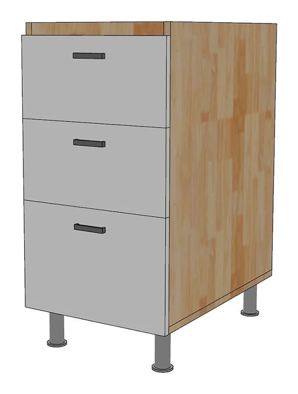 Tekkashop Module Tủ Bếp Dưới Nhỏ Gọn 3 Ngăn Kéo Có Chân Gỗ Cao Su Cửa MDF