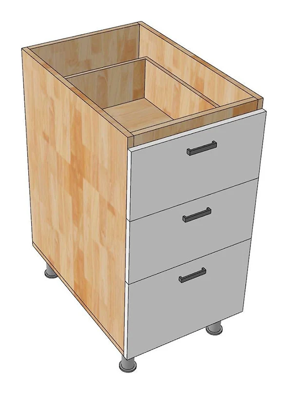 Tekkashop Module Tủ Bếp Dưới Nhỏ Gọn 3 Ngăn Kéo Có Chân Gỗ Cao Su Cửa MDF