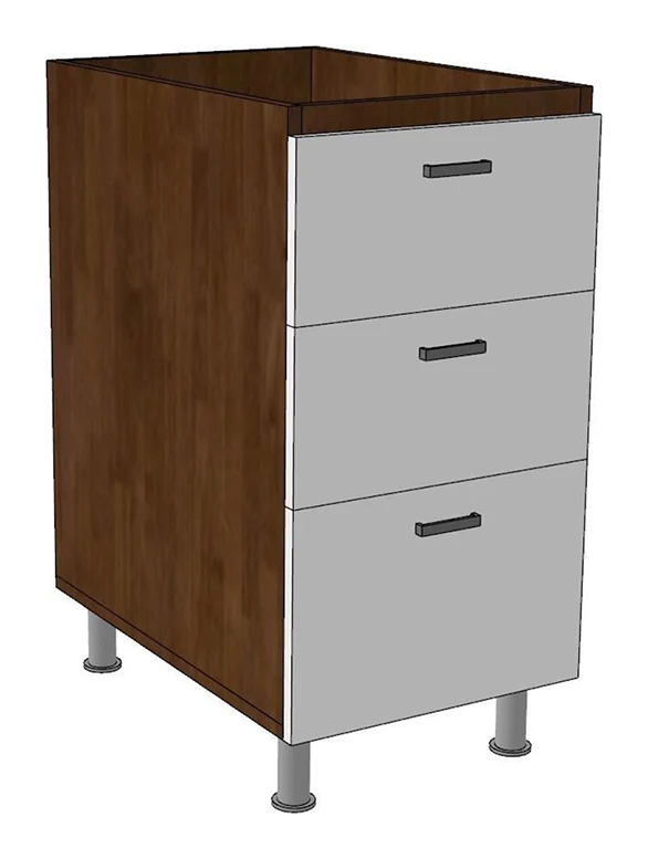 Tekkashop Module Tủ Bếp Dưới Nhỏ Gọn 3 Ngăn Kéo Có Chân Gỗ Cao Su Cửa MDF