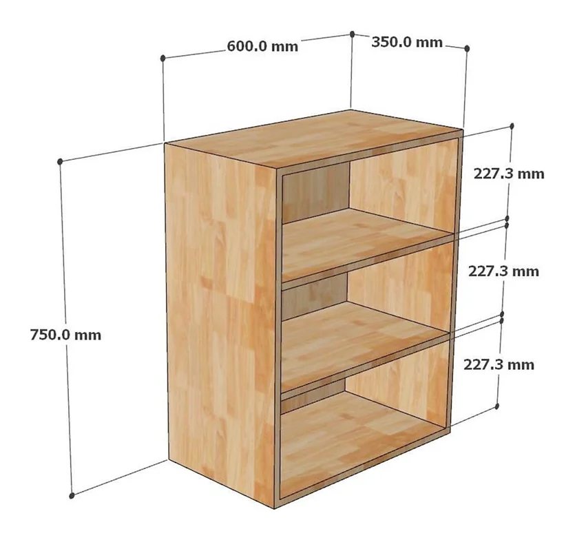 Tekkashop Module Tủ Bếp Trên Cỡ Rộng Kệ Mở 3 Tầng Gỗ Cao Su