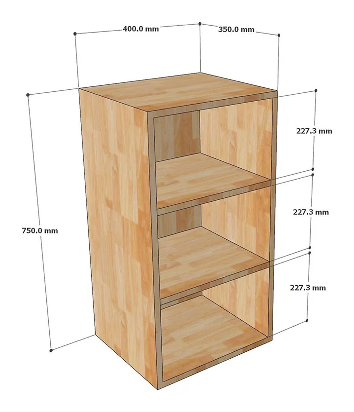 Tekkashop Module Tủ Bếp Trên Nhỏ Gọn Kệ Mở 3 Tầng Gỗ Cao Su