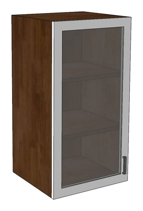 Tekkashop Module Tủ Bếp Trên Treo Tường 1 Cửa Kính Trong Gỗ Cao Su