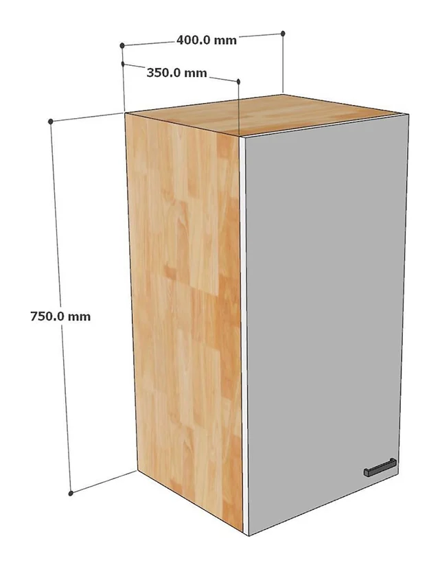 Tekkashop Module Tủ Bếp Trên Treo Tường 1 Cửa Mở 3 Tầng Gỗ Cao Su Cửa MDF