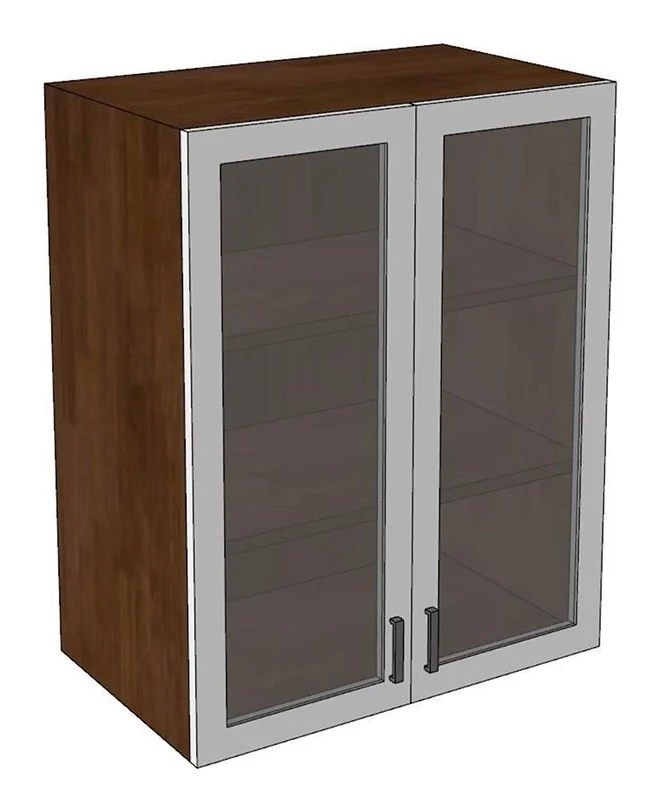 Tekkashop Module Tủ Bếp Trên Treo Tường 2 Cửa Kính Trong Gỗ Cao Su