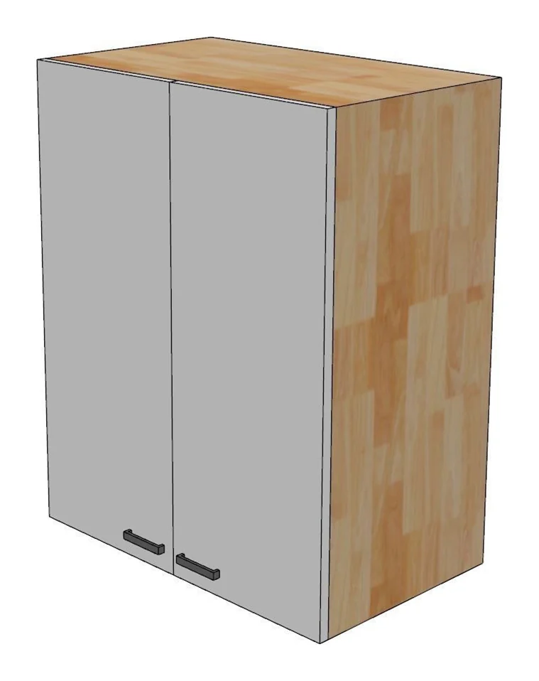 Tekkashop Module Tủ Bếp Trên Treo Tường 2 Cửa Mở 3 Tầng Gỗ Cao Su Cửa MDF