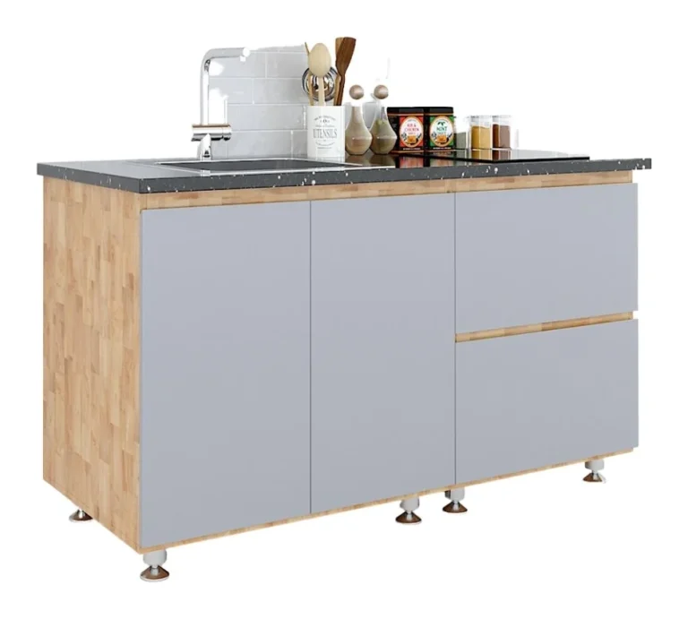 Tekkashop Tủ Bếp Dưới Hiện Đại Ngăn Kéo Và Cửa Mở Dài 1400mm Gỗ Cao Su