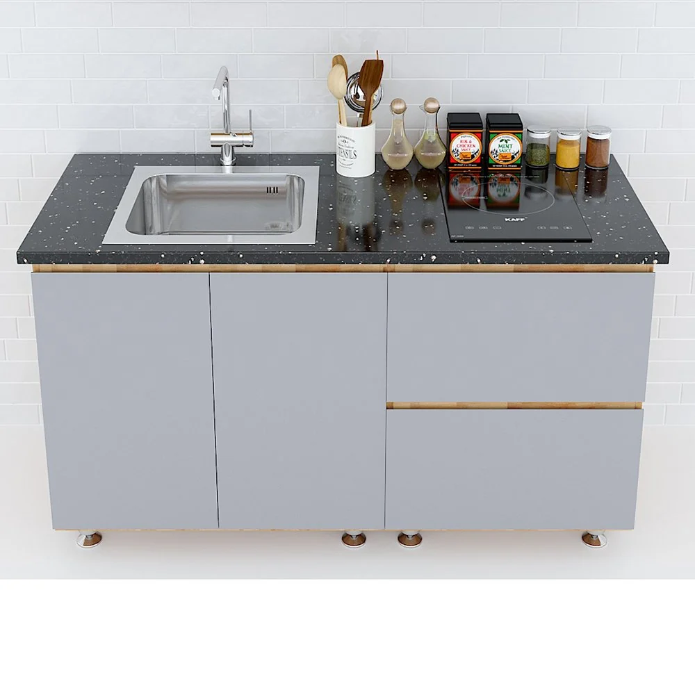 Tekkashop Tủ Bếp Dưới Hiện Đại Ngăn Kéo Và Cửa Mở Dài 1400mm Gỗ Cao Su