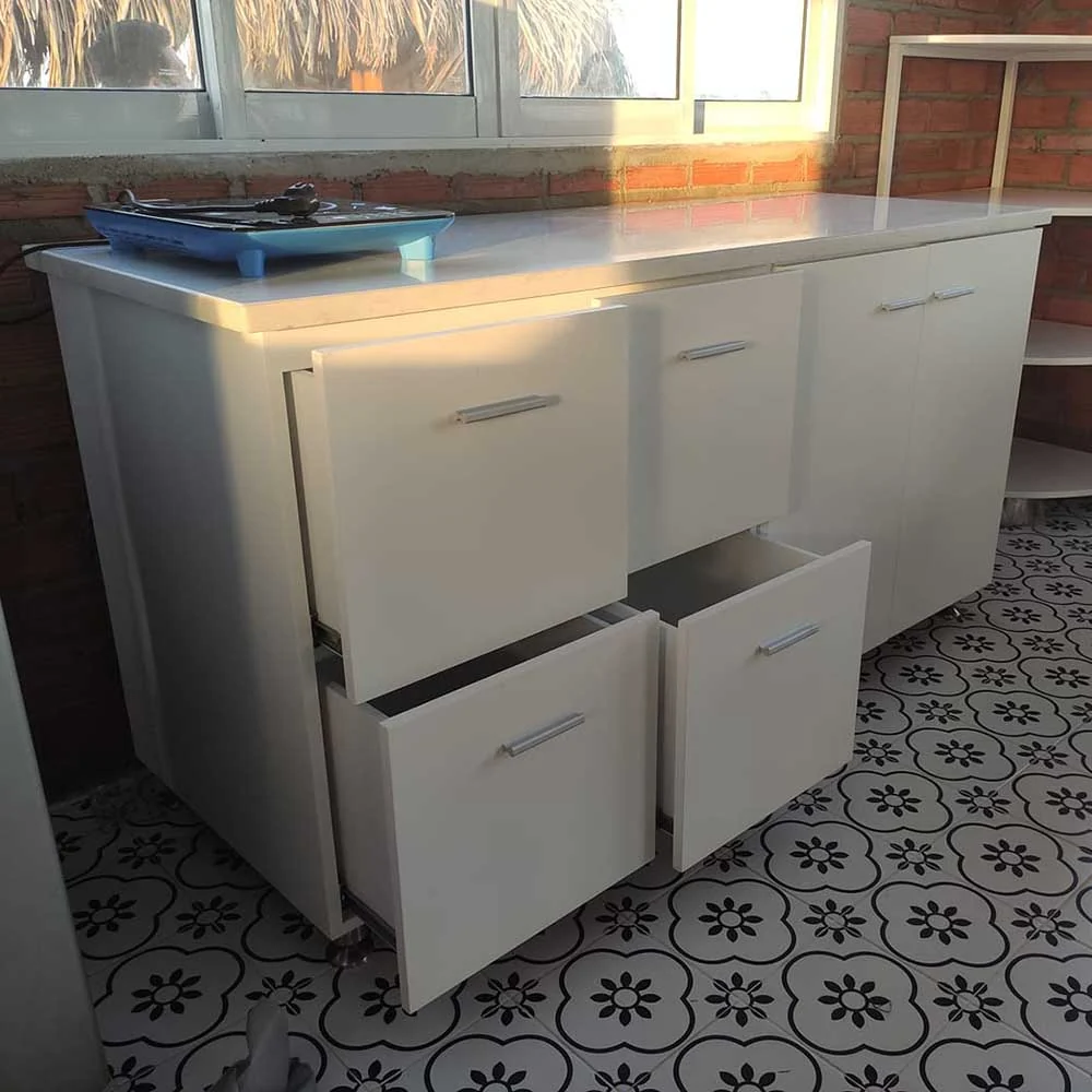 Tekkashop Tủ Bếp Dưới Hiện Đại Nhiều Ngăn Dài 1600mm Gỗ Cao Su Cửa MDF