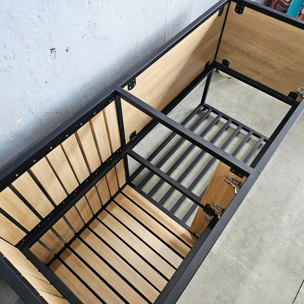 Tekkashop Tủ Bếp Dưới Khung Sắt Có Kệ Nan Gỗ Plywood Phủ Melamin