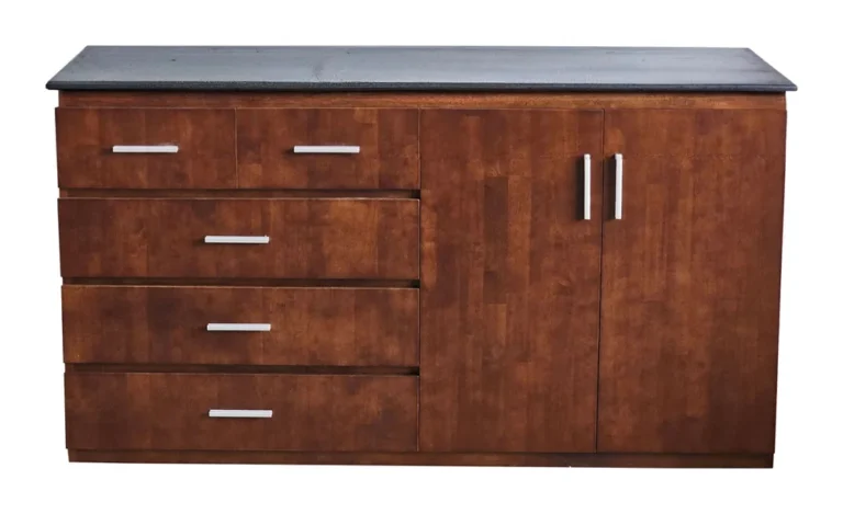 Tekkashop Tủ Bếp Dưới Rộng 5 Ngăn Kéo 2 Cửa Mở Gỗ Cao Su Tự Nhiên