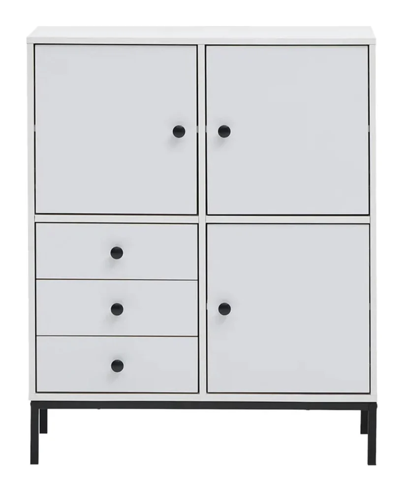 Tekkashop Tủ Trang Trí 3 Cửa 3 Ngăn Kéo Chân Sắt Gỗ Cao Su